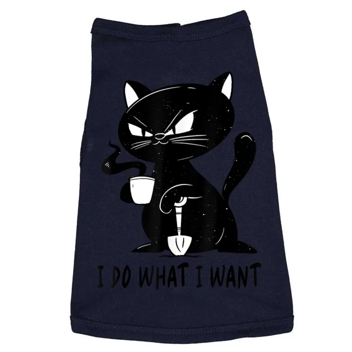 I Do What I Want Funny Black Cat Withe Cup Coffee Gifts Doggie Tank