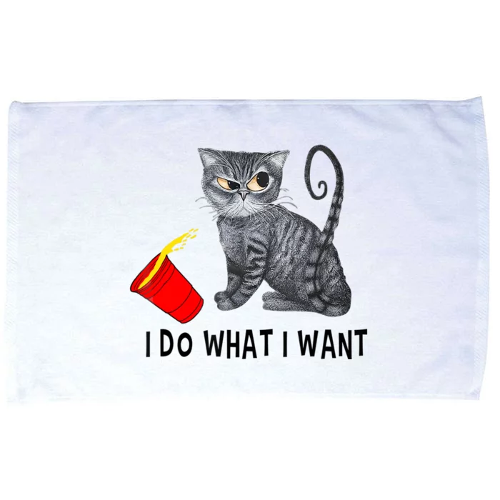 I Do What I Want Cat Coffee Black Cat Red Cup Funny Graphic Microfiber Hand Towel