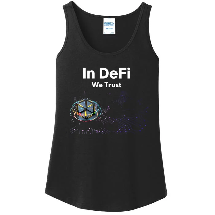 In DeFi We Trust Cryptocurrency Bitcoin Ethereum Blockchain Ladies Essential Tank