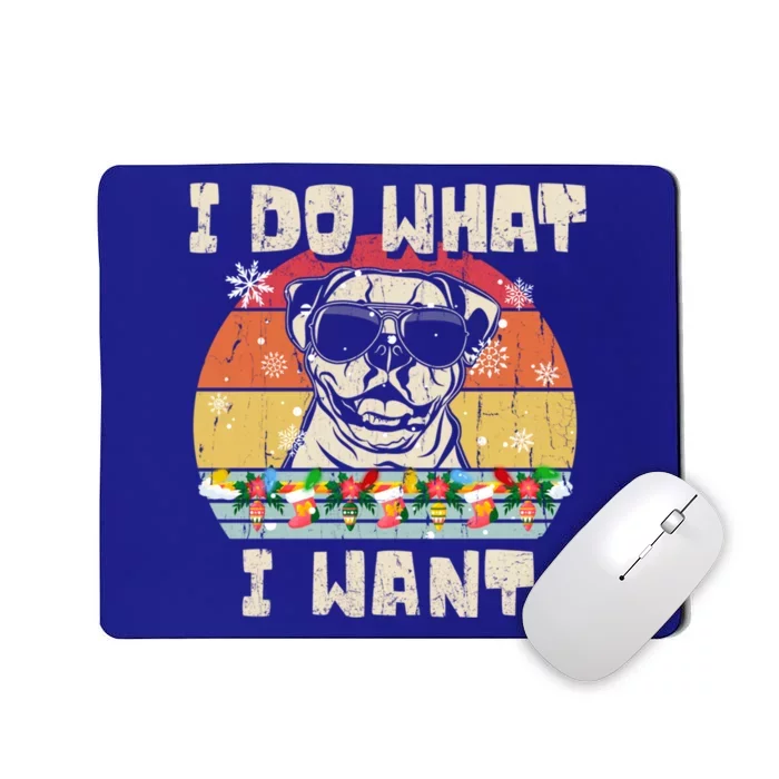 I Do What I Want American Bulldog Retro Christmas Style Gift Mousepad