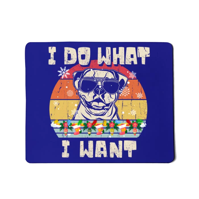 I Do What I Want American Bulldog Retro Christmas Style Gift Mousepad