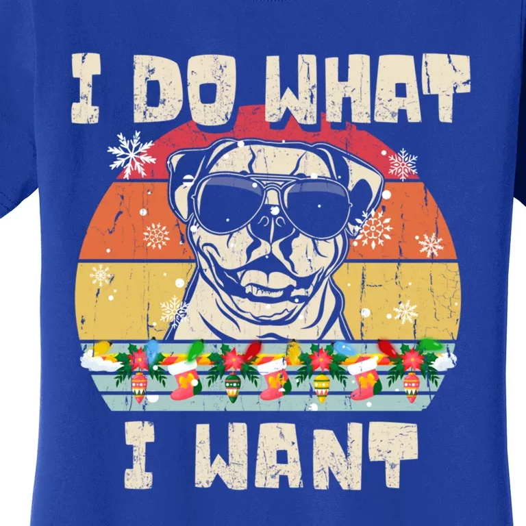 I Do What I Want American Bulldog Retro Christmas Style Gift Women's T-Shirt