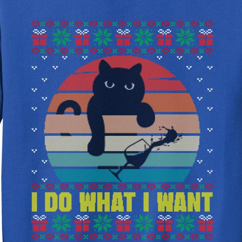 I Do What I Want Cat Wine Lover Sunset Ugly Xmas Sweater Gift Sweatshirt