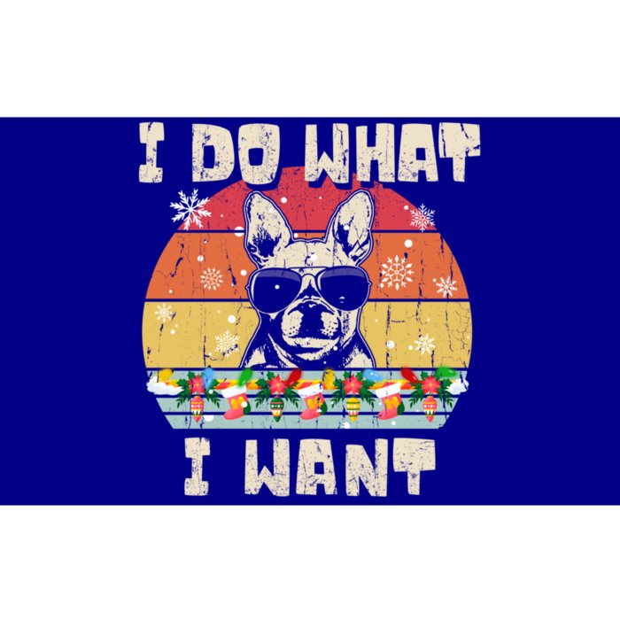 I Do What I Want Frenchie Retro Christmas Style Funny Gift Bumper Sticker