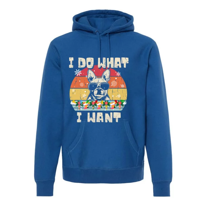 I Do What I Want Frenchie Retro Christmas Style Funny Gift Premium Hoodie