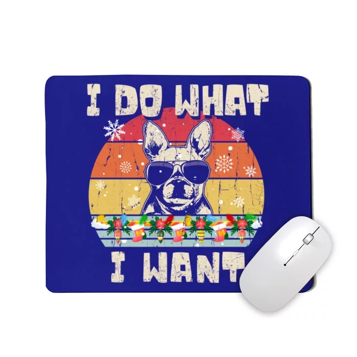 I Do What I Want Frenchie Retro Christmas Style Funny Gift Mousepad