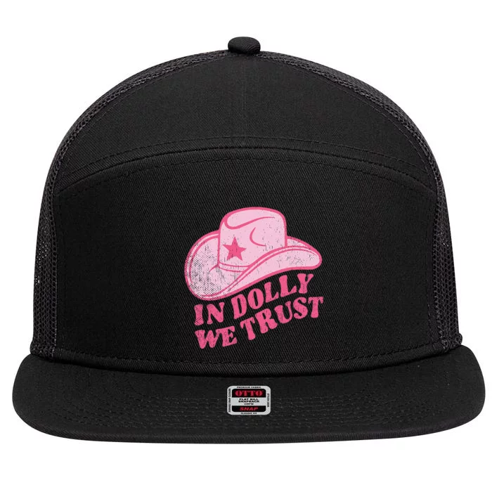 In Dolly We Trust Pink Hat Retro Outfit Dolly 7 Panel Mesh Trucker Snapback Hat