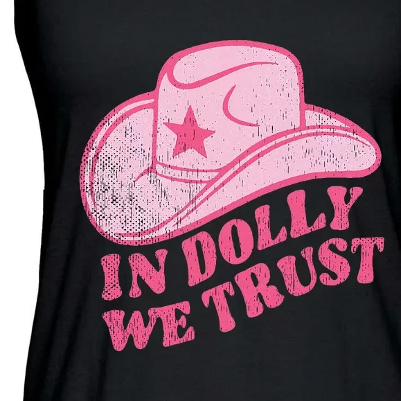 In Dolly We Trust Pink Hat Retro Outfit Dolly Ladies Essential Flowy Tank