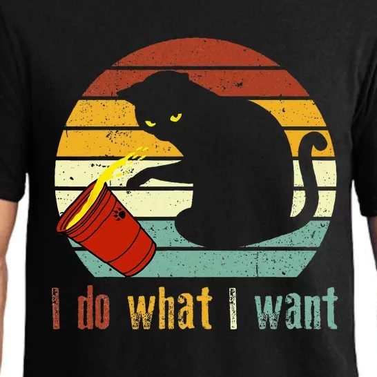 I Do What I Want Cat Coffee Black Cat Red Cup Funny Graphic Pajama Set