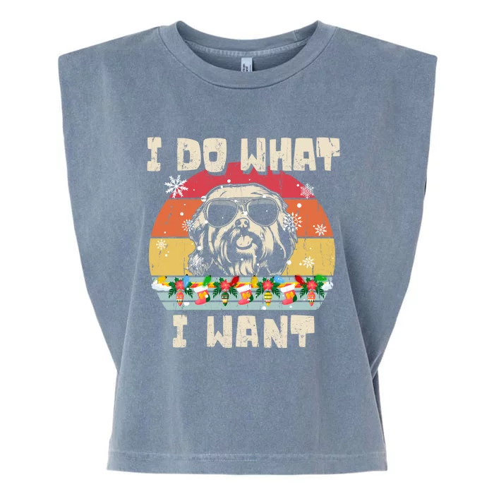 I Do What I Want Havanese Retro Christmas Style Funny Great Gift Garment-Dyed Women's Muscle Tee