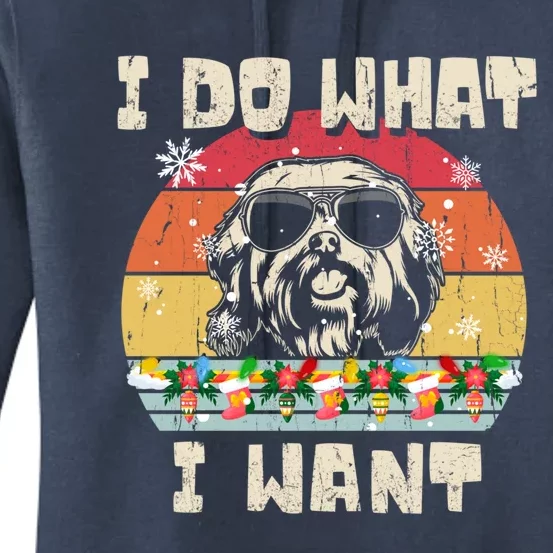 I Do What I Want Havanese Retro Christmas Style Funny Great Gift Women's Pullover Hoodie