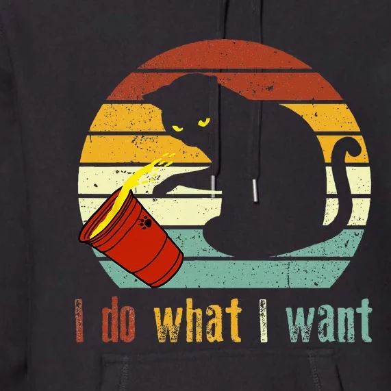 I Do What I Want Cat Coffee Black Cat Red Cup Funny Premium Hoodie