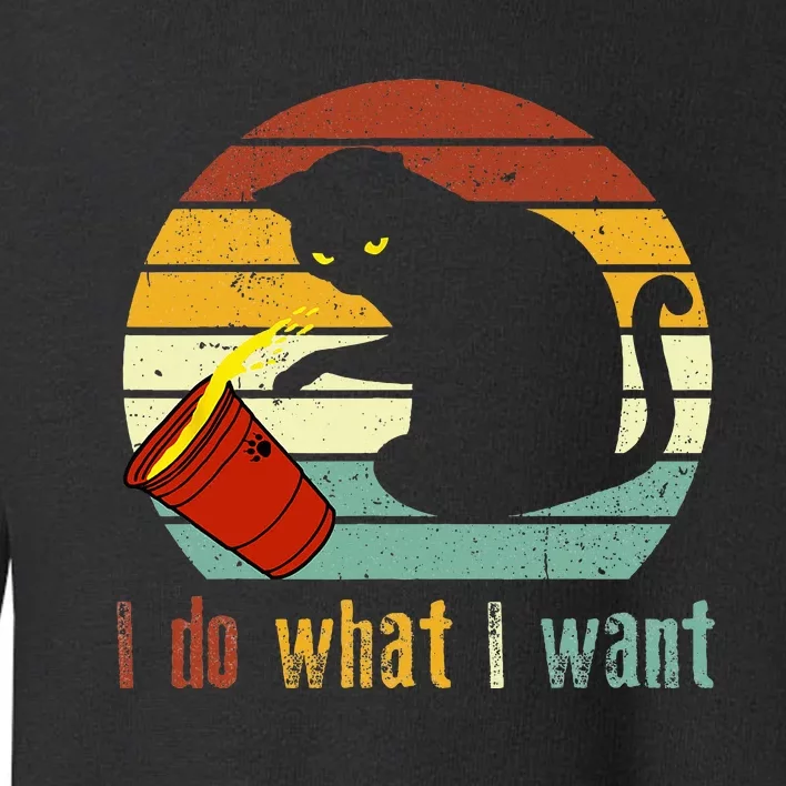 I Do What I Want Cat Coffee Black Cat Red Cup Funny Toddler Sweatshirt