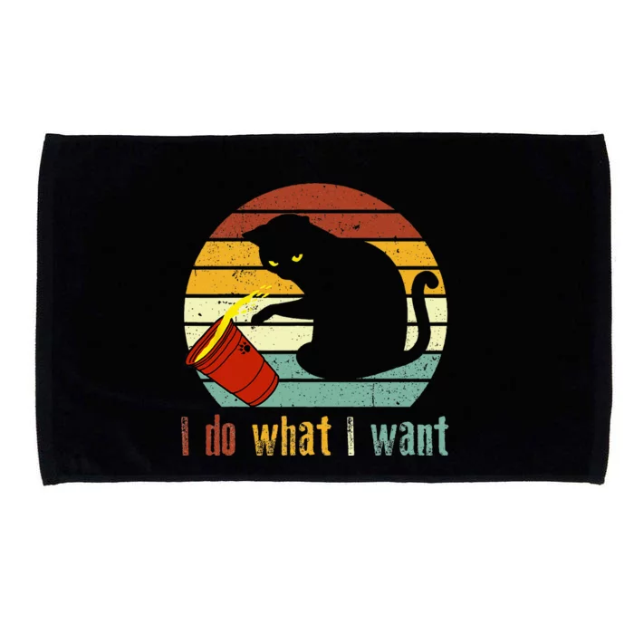 I Do What I Want Cat Coffee Black Cat Red Cup Funny Microfiber Hand Towel