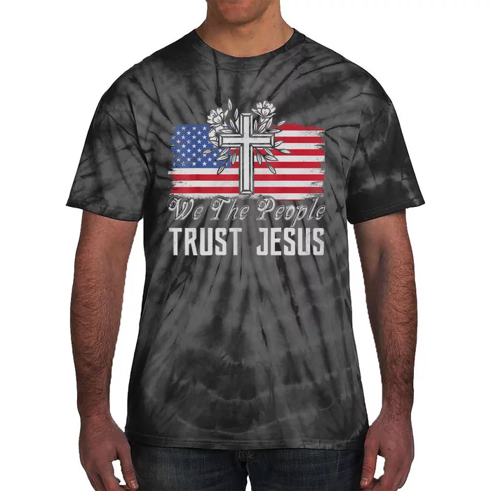 Independence Day We The People Trust Jesus Vintage US Flag Tie-Dye T-Shirt