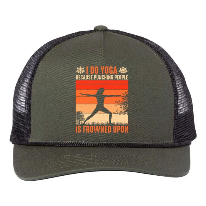 I Do Yoga Because Punching People Is Frowned Upon Cool Gift Retro Rope Trucker Hat Cap