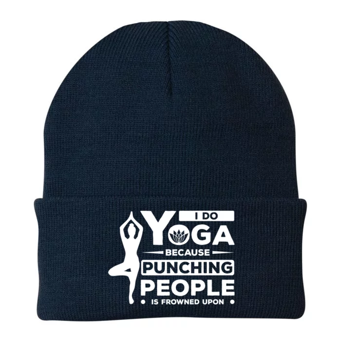 I Do Yoga Because Punching People Is Frowned Upon Relax Funny Gift Knit Cap Winter Beanie