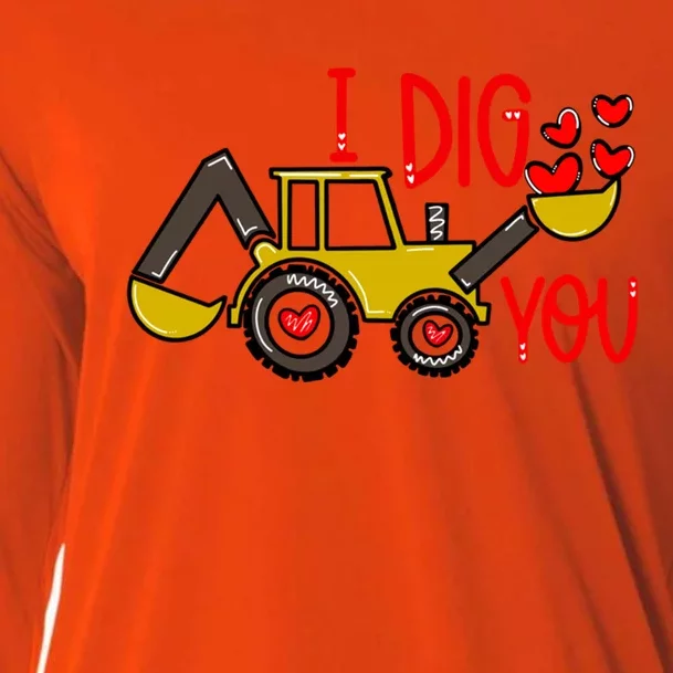 I Dig You Excavator Funny Valentines Day Outfits Gift Cooling Performance Long Sleeve Crew