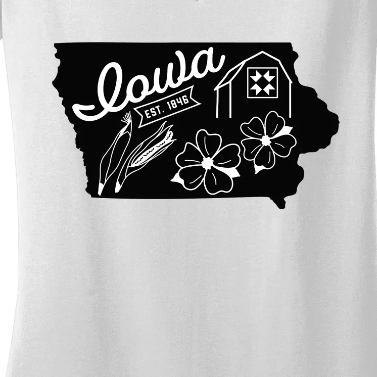 Iowa Est 1846 Iowa Map Iowa Lover Heaven Country Women's V-Neck T-Shirt