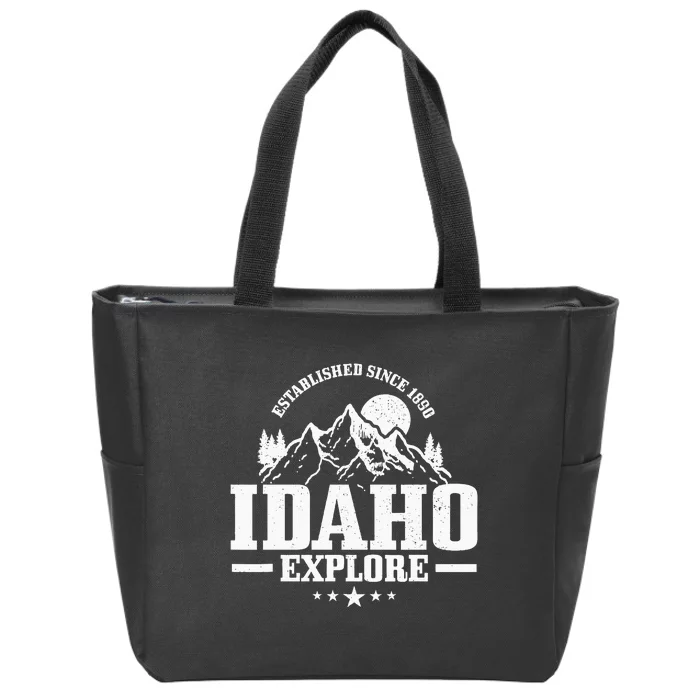 Idaho Est. 1890 Explore Vintage Mountains Hiking Idaho Zip Tote Bag