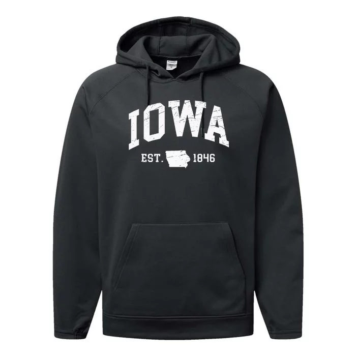 Iowa Est. 1846 Distressed Worn Design Classic Performance Fleece Hoodie