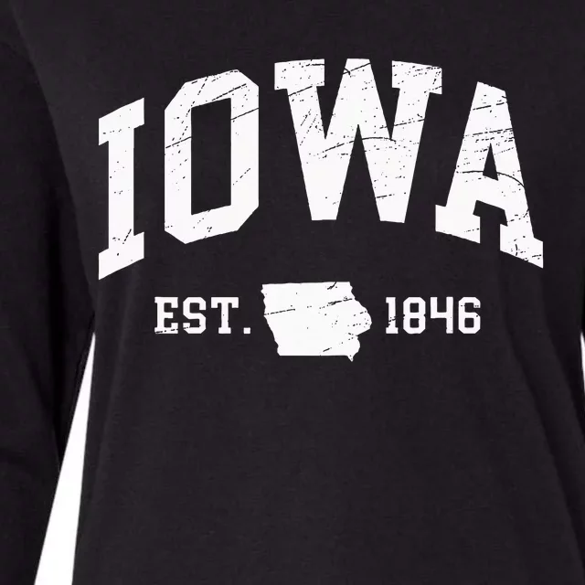 Iowa Est. 1846 Distressed Worn Design Classic Womens Cotton Relaxed Long Sleeve T-Shirt