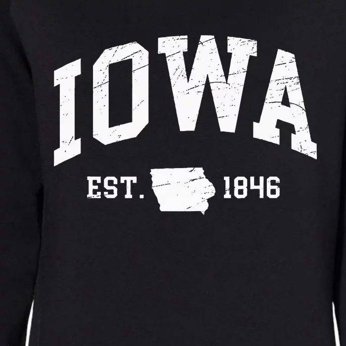 Iowa Est. 1846 Distressed Worn Design Classic Womens California Wash Sweatshirt