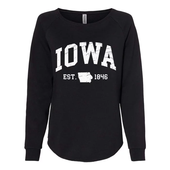 Iowa Est. 1846 Distressed Worn Design Classic Womens California Wash Sweatshirt