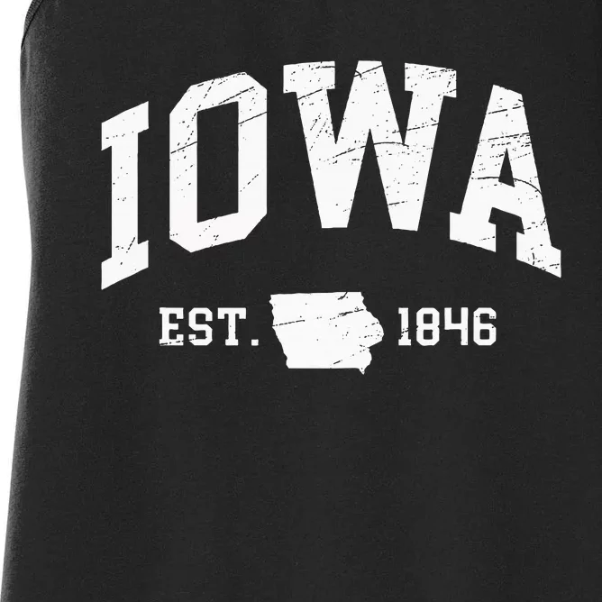 Iowa Est. 1846 Distressed Worn Design Classic Women's Racerback Tank