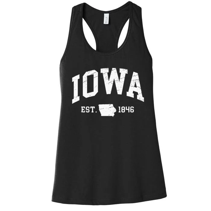 Iowa Est. 1846 Distressed Worn Design Classic Women's Racerback Tank