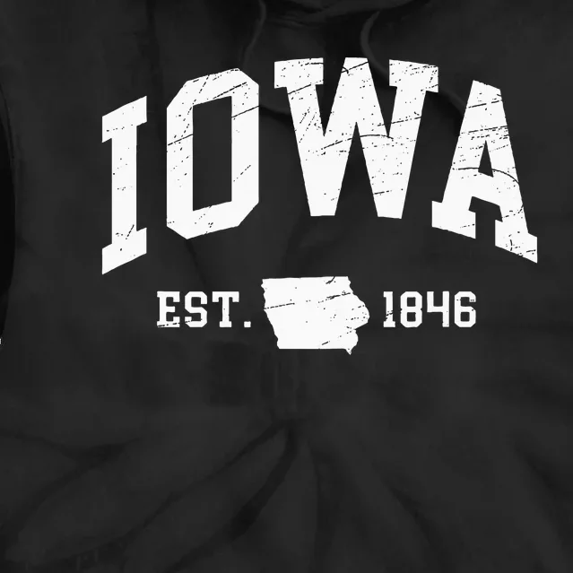 Iowa Est. 1846 Distressed Worn Design Classic Tie Dye Hoodie