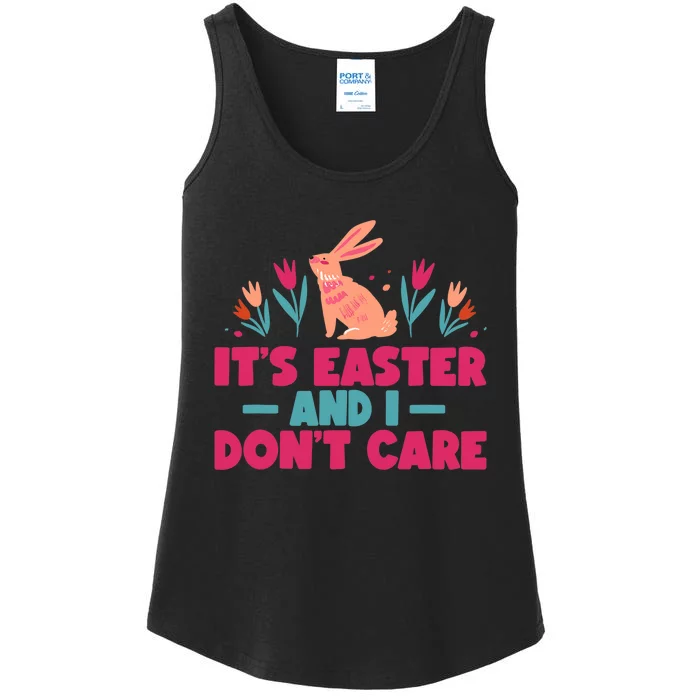 It's Easter And I Don't Care Sayings Happy Bunny Egg Ladies Essential Tank