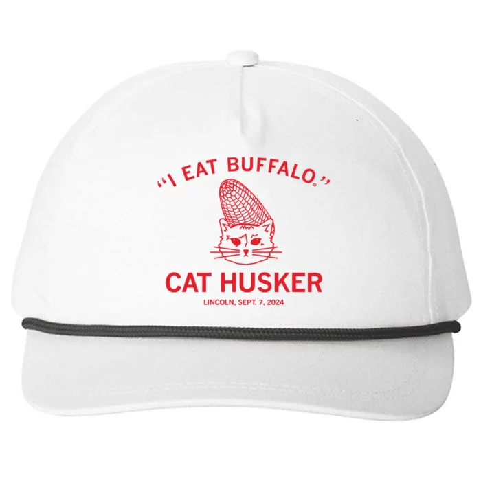 I Eat Buffalo Cat Husker Lincoln Sept 7 2024 Snapback Five-Panel Rope Hat