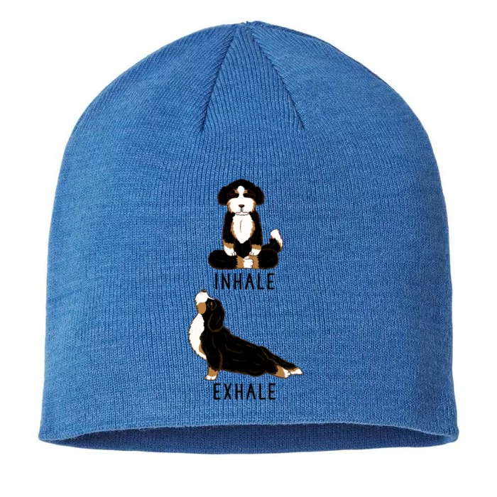 Inhale Exhale Bernedoodle Funny Doodle Dog Yoga Gift 8 1/2in Sustainable Knit Beanie