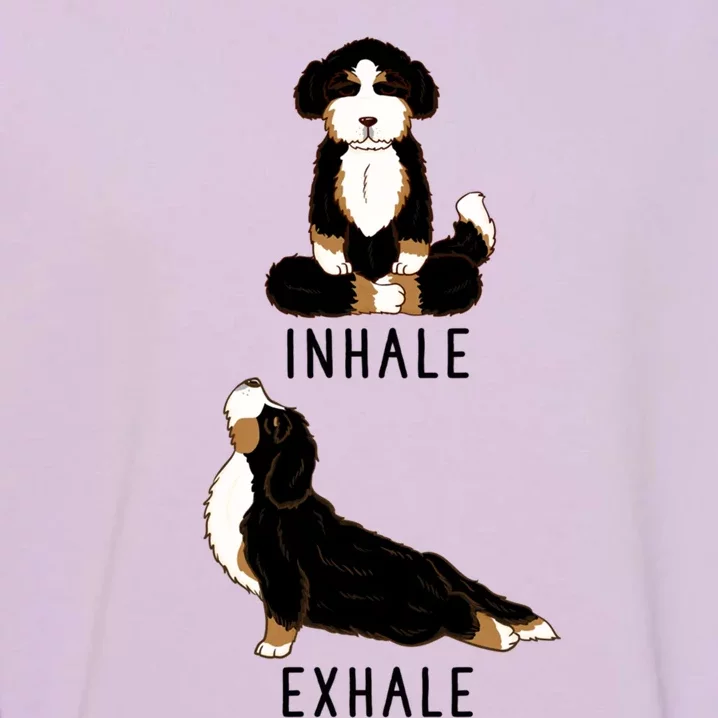 Inhale Exhale Bernedoodle Funny Doodle Dog Yoga Gift Garment-Dyed Sweatshirt