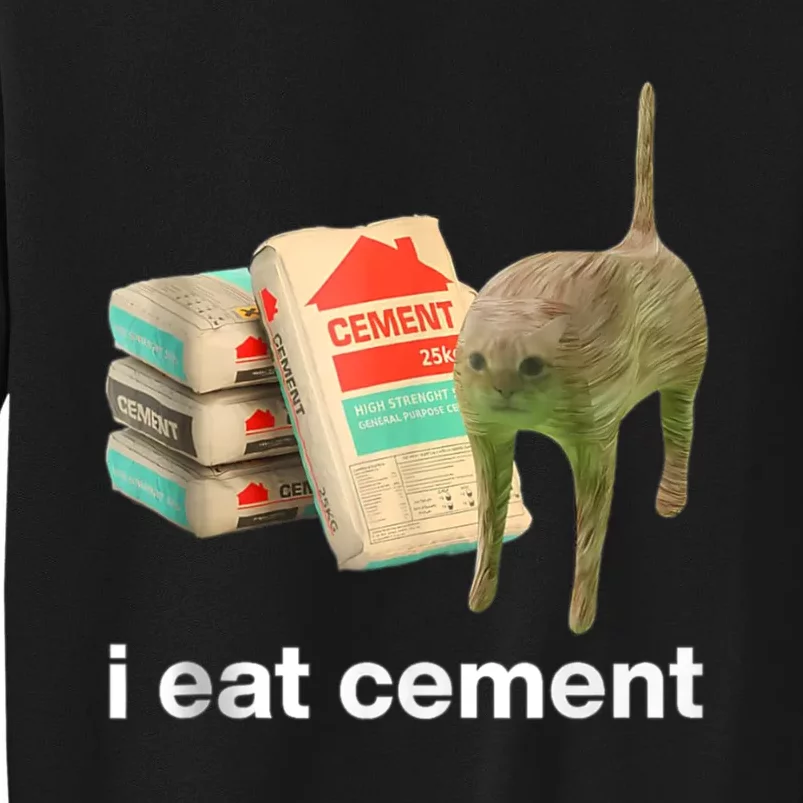 I Eat Cement Classic Art Funny Cat Meme Tall Sweatshirt