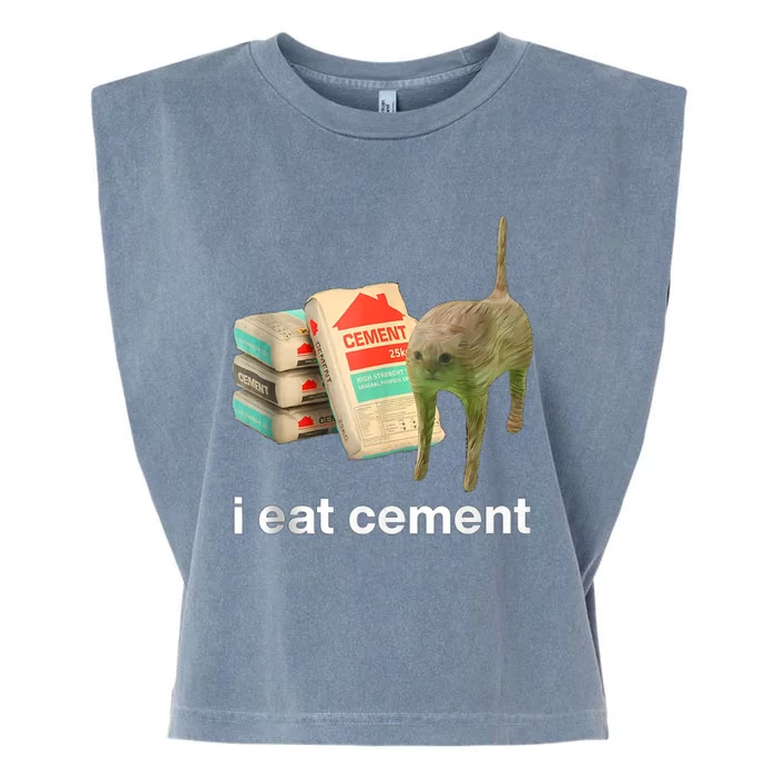 I Eat Cement Classic Art Funny Cat Meme Garment-Dyed Women's Muscle Tee