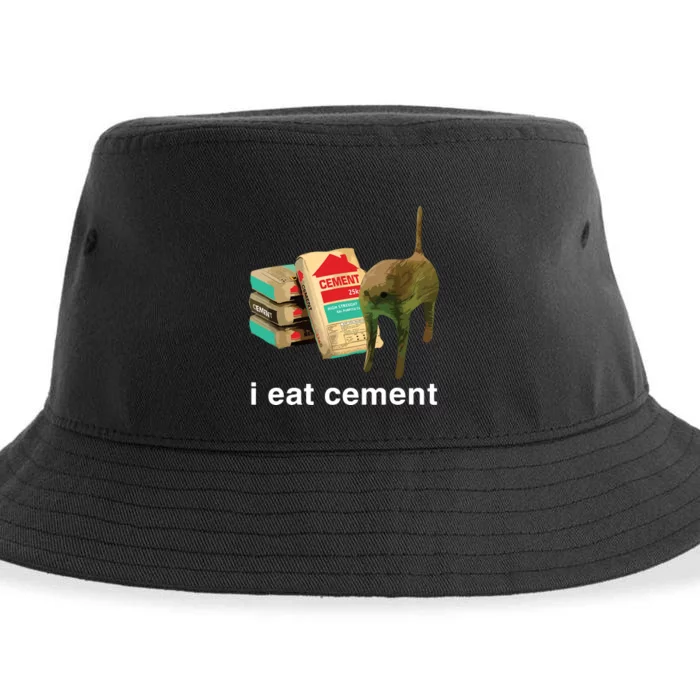 I Eat Cement Cursed Cat Funny Oddly Specific Dank Meme Sustainable Bucket Hat