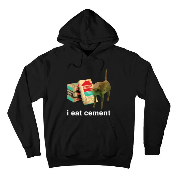 I Eat Cement Cursed Cat Funny Oddly Specific Dank Meme Tall Hoodie