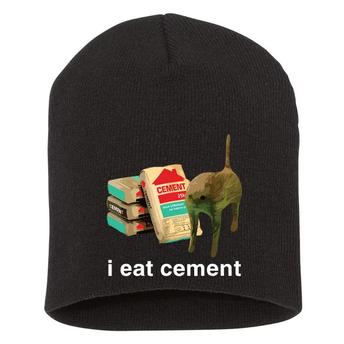 I Eat Cement Cursed Cat Funny Oddly Specific Dank Meme Short Acrylic Beanie