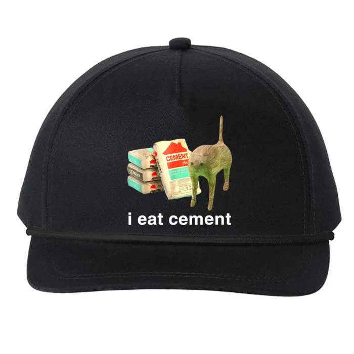 I Eat Cement Cursed Cat Funny Oddly Specific Dank Meme Snapback Five-Panel Rope Hat