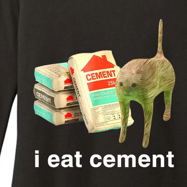 I Eat Cement Cursed Cat Funny Oddly Specific Dank Meme Womens CVC Long Sleeve Shirt