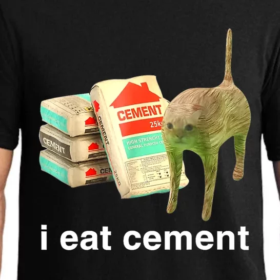 I Eat Cement Cursed Cat Funny Oddly Specific Dank Meme Pajama Set