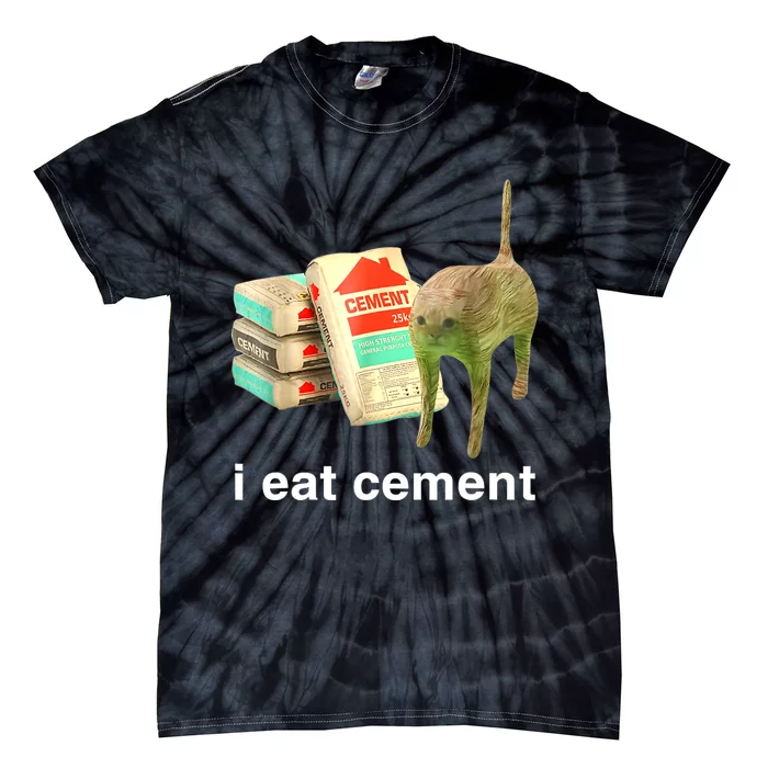 I Eat Cement Cursed Cat Funny Oddly Specific Dank Meme Tie-Dye T-Shirt