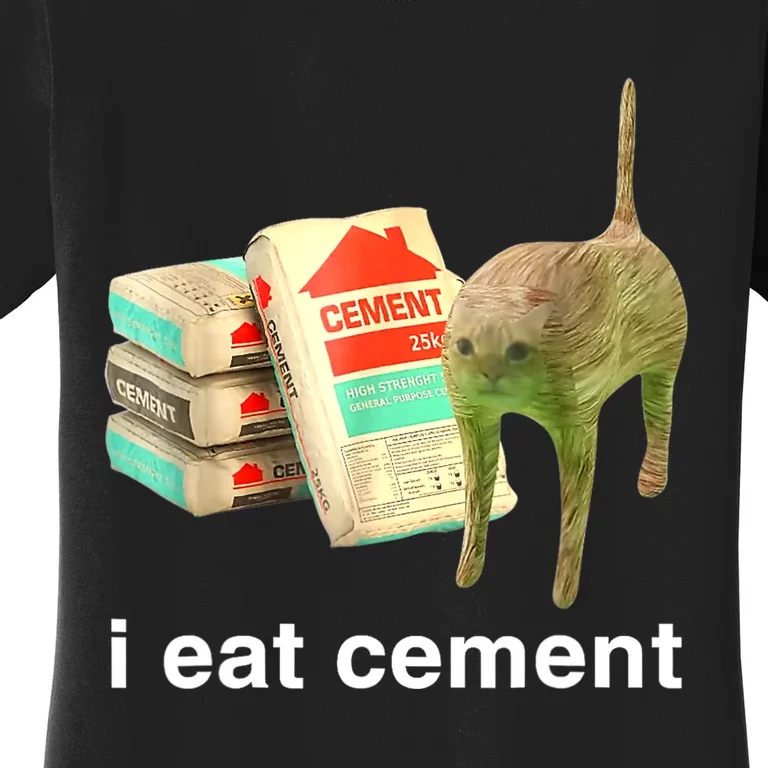 I Eat Cement Cursed Cat Funny Oddly Specific Dank Meme Women's T-Shirt