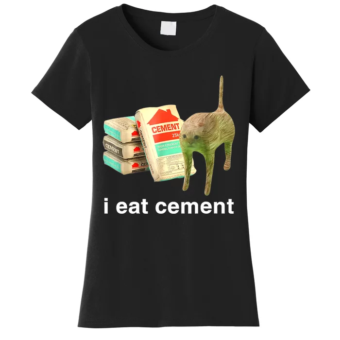 I Eat Cement Cursed Cat Funny Oddly Specific Dank Meme Women's T-Shirt