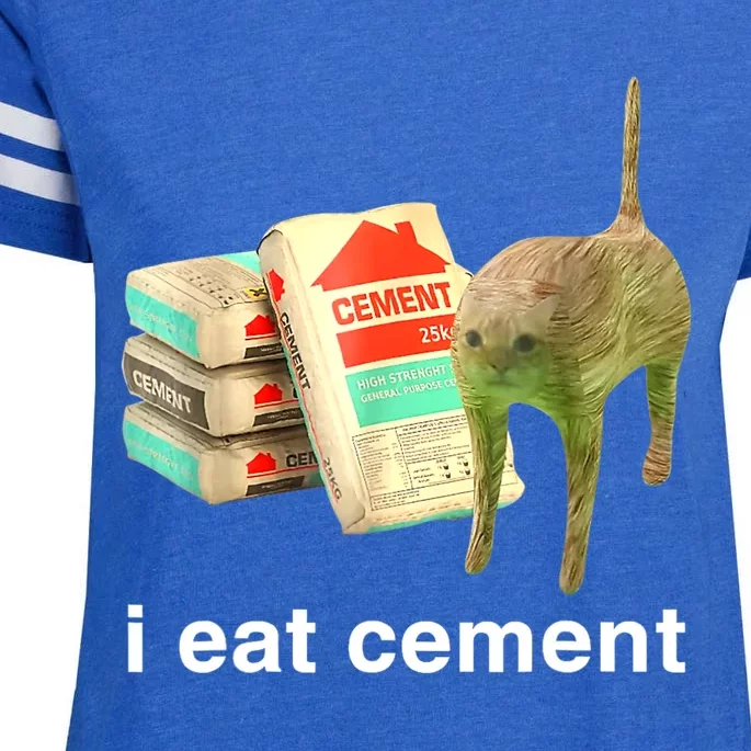 I Eat Cement Cursed Cat Funny Oddly Specific Dank Meme Enza Ladies Jersey Football T-Shirt