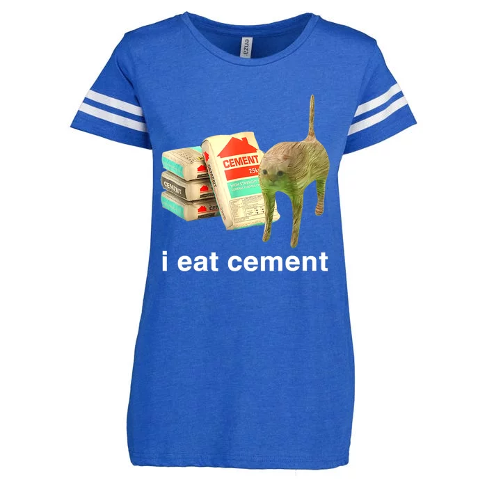 I Eat Cement Cursed Cat Funny Oddly Specific Dank Meme Enza Ladies Jersey Football T-Shirt