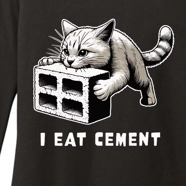 I Eat Cement Cursed Cat Funny Weird Meme Womens CVC Long Sleeve Shirt