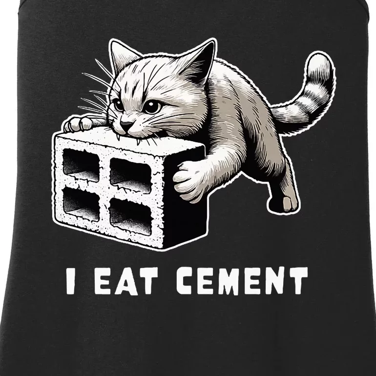 I Eat Cement Cursed Cat Funny Weird Meme Ladies Essential Tank